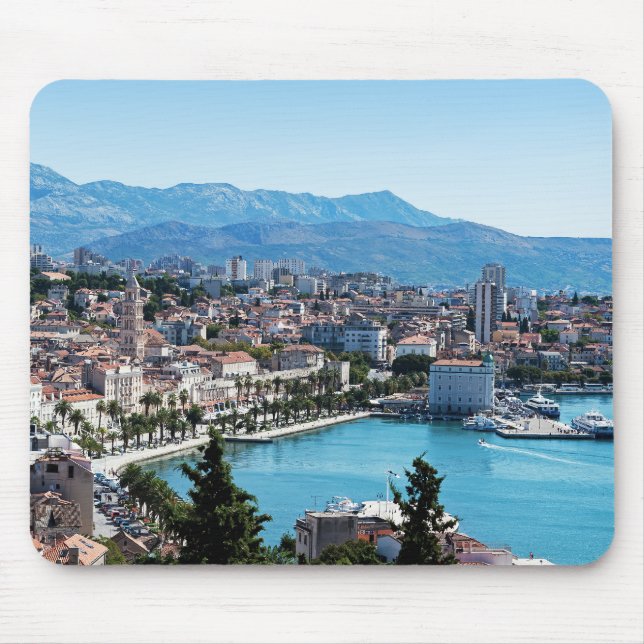 Luftaufnahme der Uferpromenade von Split, Dalmatie Mousepad (Vorne)