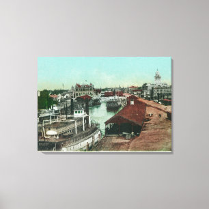 Luftaufnahme der WasserfrontStockton, CA Leinwanddruck