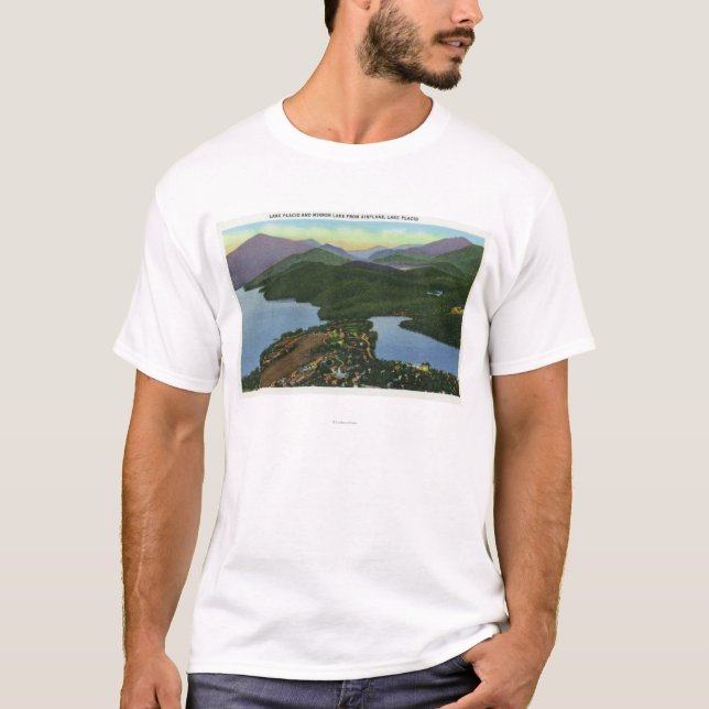 Luftaufnahme des Lake Placid u. des Mirror Sees T-Shirt (Vorderseite)