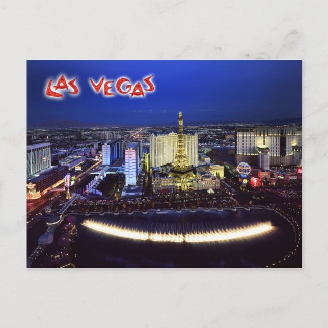 Luftaufnahme des Las Vegas Strip in der Nacht Postkarte (Vorderseite)
