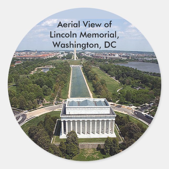 Luftaufnahme des Lincoln Memorial, Washington, D Runder Aufkleber (Vorderseite)