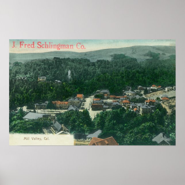 Luftaufnahme des Mill ValleyMill Valley, CA Poster (Vorne)