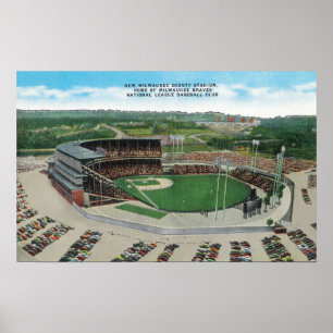 Luftaufnahme des neuen Milwaukee County Stadium Poster