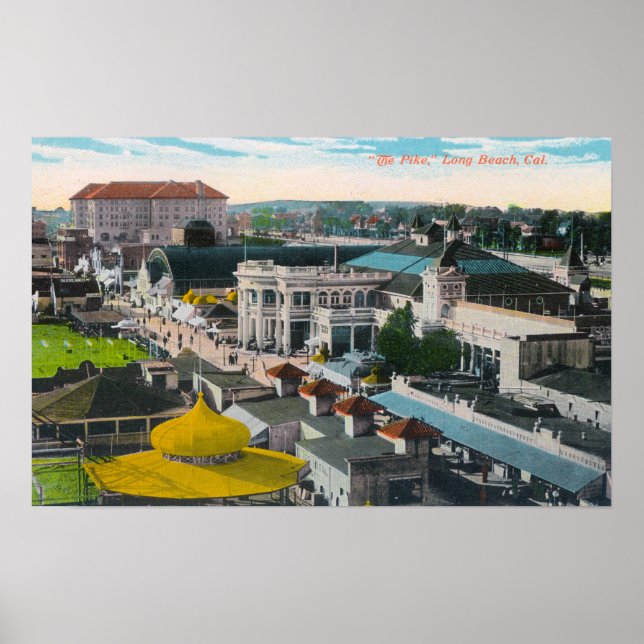 Luftaufnahme des PikeLong Beach, CA Poster (Vorne)