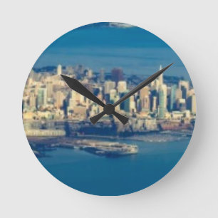 Luftaufnahme des San Francisco Bay Runde Wanduhr