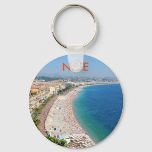Luftaufnahme des Strandes in Nizza, Frankreich Schlüsselanhänger