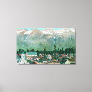 Luftaufnahme des Wohngebiets der Stadt Leinwanddruck