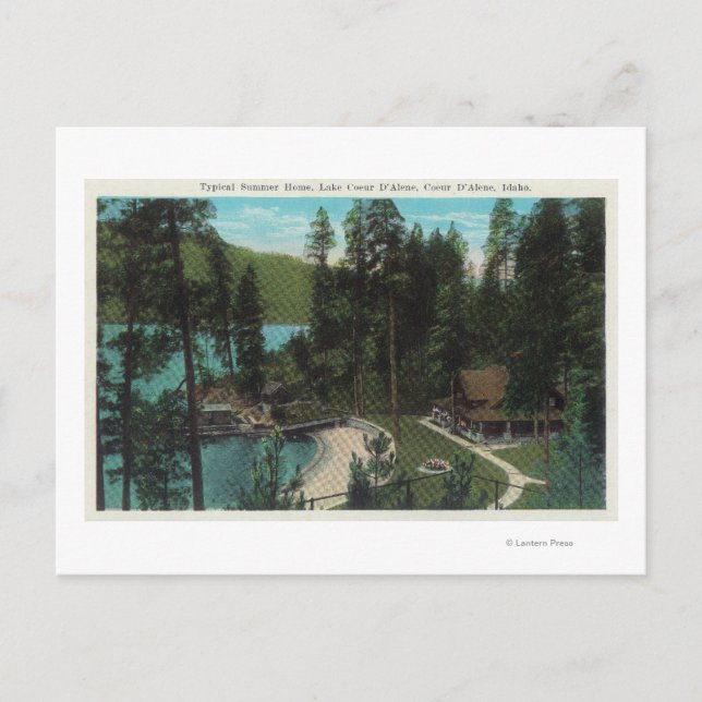 Luftaufnahme einer typischen Sommer-Zuhause auf de Postkarte (Vorderseite)