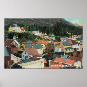 Luftaufnahme eines Abschnitts der Stadt Poster