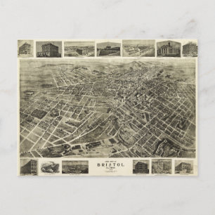 Luftaufnahme von Bristol, Virginia/Tennessee (1912 Postkarte