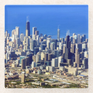 Luftaufnahme von Chicago im Stadtzentrum gelegen Glasuntersetzer