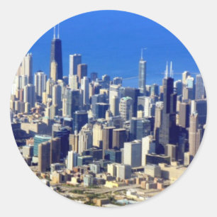 Luftaufnahme von Chicago im Stadtzentrum gelegen Runder Aufkleber