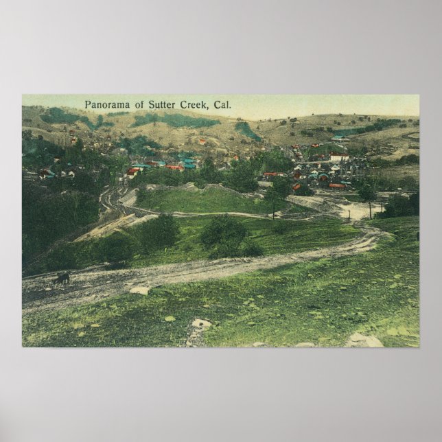 Luftaufnahme von CitySutter Creek, CA Poster (Vorne)