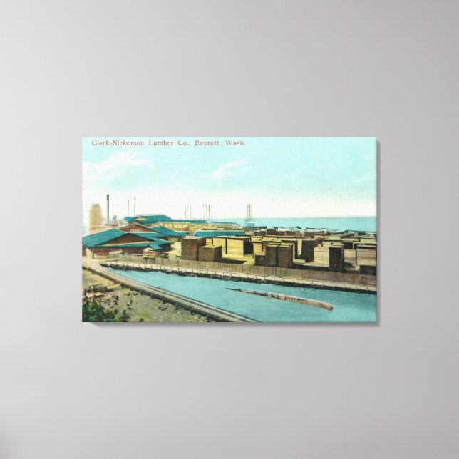 Luftaufnahme von Clark-Nickerson Lumber Co Leinwanddruck (Vorderseite)