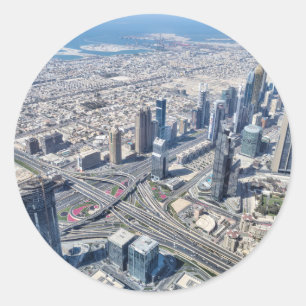 Luftaufnahme von Dubai Runder Aufkleber