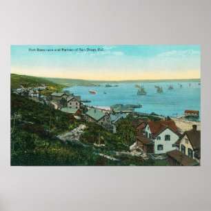 Luftaufnahme von Fort Rosecrans und Stadt Poster