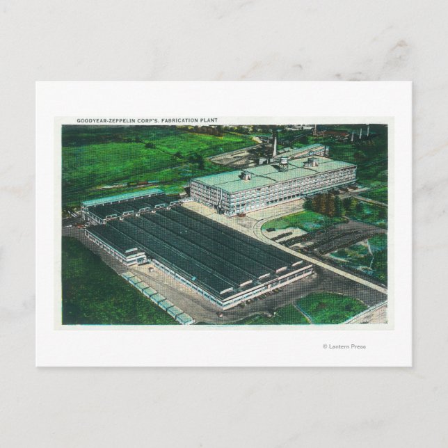 Luftaufnahme von Goodyear-Zeppelin Herstellung Postkarte (Vorderseite)