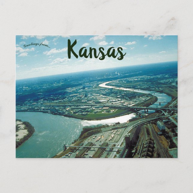 Luftaufnahme von Kansas City Kansas Postkarte (Vorderseite)