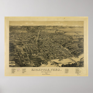 Luftaufnahme von Knoxville Tennessee aus 1886 Poster