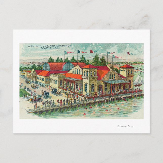 Luftaufnahme von Luna Park Caf � und Natatorium Postkarte (Vorderseite)