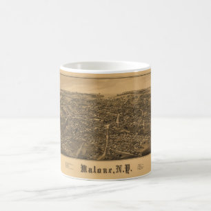 Luftaufnahme von Malone, New York (1886) Tasse
