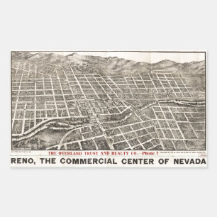 Luftaufnahme von Reno, Nevada (1907) Rechteckiger Aufkleber