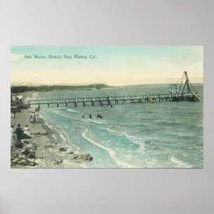 Luftaufnahme von San Mateostrand und -pier Poster
