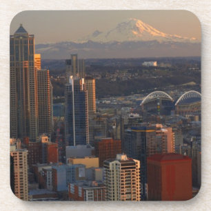 Luftaufnahme von Seattle-Stadt-Skylinen 2 Getränkeuntersetzer