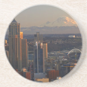 Luftaufnahme von Seattle-Stadt-Skylinen 2 Getränkeuntersetzer