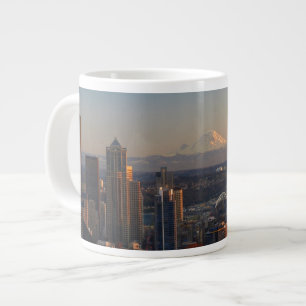 Luftaufnahme von Seattle-Stadt-Skylinen 2 Jumbo-Tasse