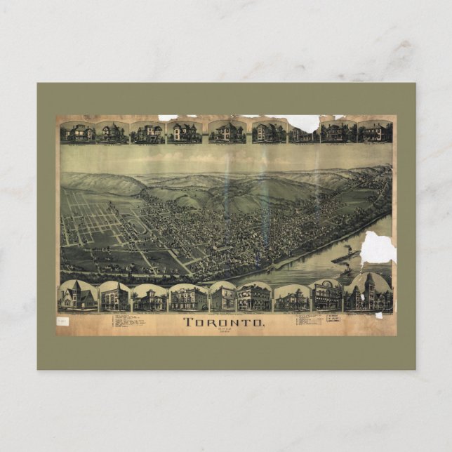 Luftaufnahme von Toronto, Ohio (1899) Postkarte (Vorderseite)
