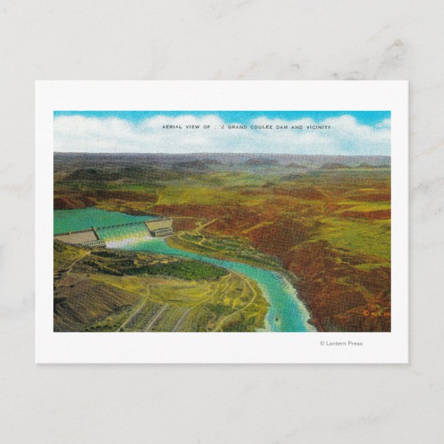 Luftaufnahme zum Grand Coulee Dam Postkarte (Vorderseite)