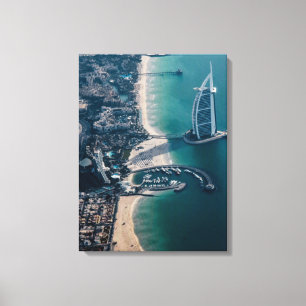 Luftaufnahmen von Burj Al-Arab am Meeresufer Leinwanddruck