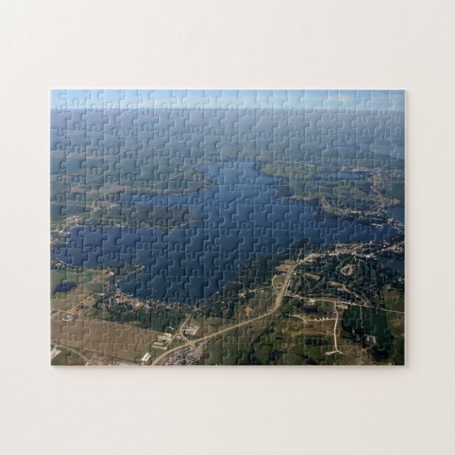 Luftaufnahmepuzzlespiel Westsees Okoboji Iowa Puzzle (Horizontal)