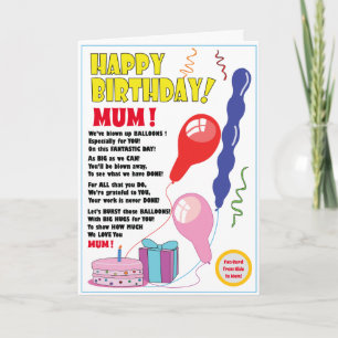 Luftballon Alles Gute zum Geburtstag MAMA Karte sü