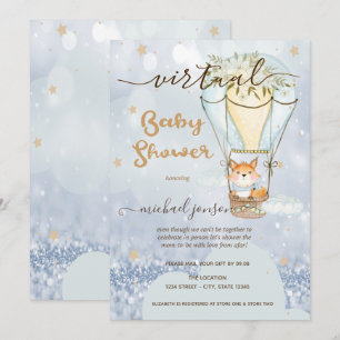 Luftballon Fuchs Sterne Bokeh Virtuelle Babyparty Einladung