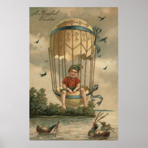 Luftballon Ostern Bunt Bemaltes Ei Ente Poster