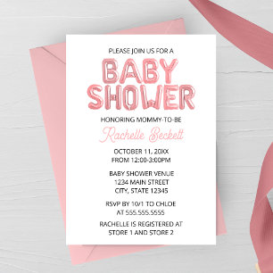 Luftballonbrief Baby Shower Einladung Rosa