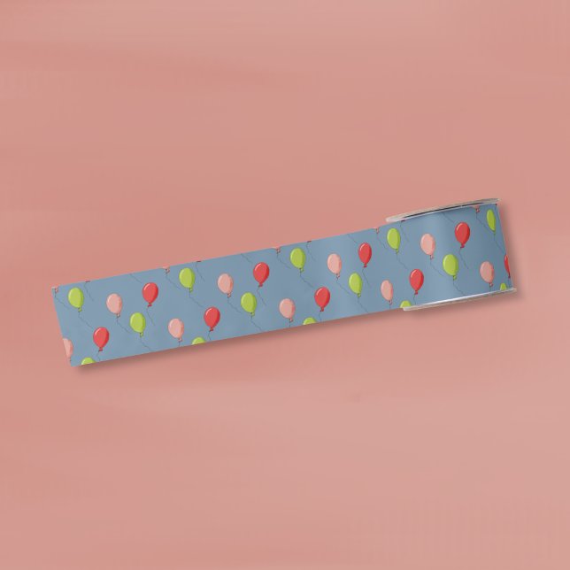 Luftballonmuster Blaues Band Satinband (Balloon pattern blue ribbon )