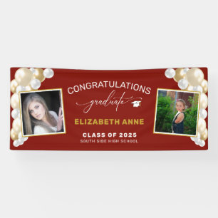 Luftballons 2 Fotos Rote Gratulation Absolvent Banner