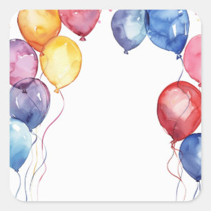 Luftballons Aquarell Quadratischer Aufkleber
