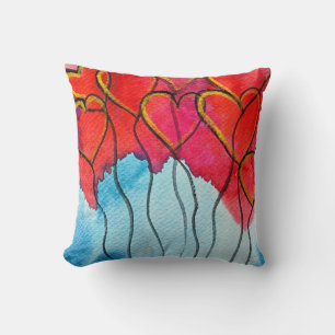 Luftballons des roten Herzens Valentine Kissen