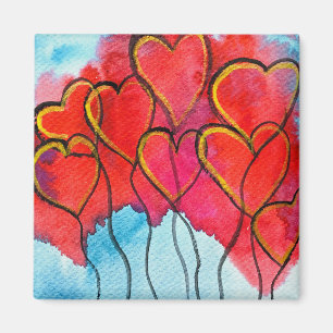 Luftballons des roten Herzens Valentine Magnet