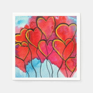 Luftballons des roten Herzens Valentine Serviette