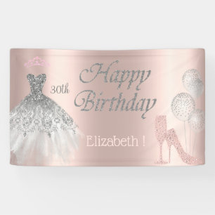 Luftballons, Diamantglas, Absatz, Kleid, Roségold Banner