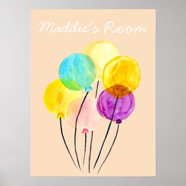 Luftballons für Mädchenzimmer Aquarell hübsche Kun Poster (Vorne)