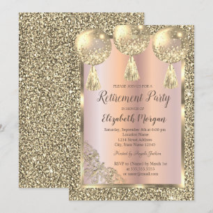 Luftballons, Gold Rahmen, Rosen Gold, Glitzer Rent Einladung