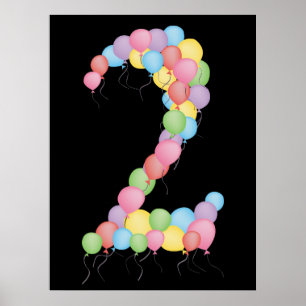 Luftballons Nummer 2 Geburtstagsfeier Dekoration B