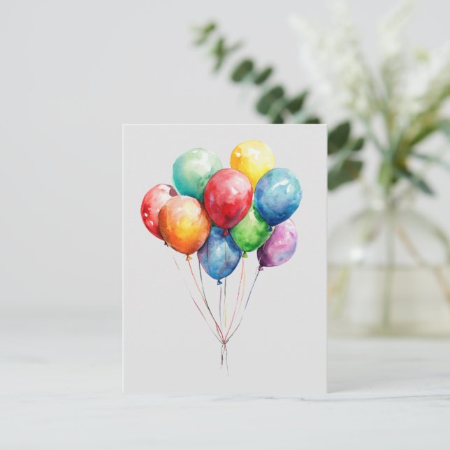 Luftballons Postkarte (Stehend Vorderseite)
