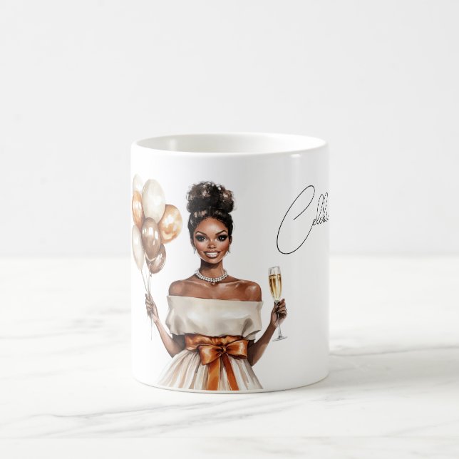 Luftballons Schwarz Frau feiern   Kaffeetasse (Mittel)